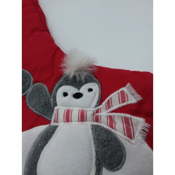 Pottery Barn Kids Amelia Winter Penguins Christmas Holiday Stocking Quilted Red - Picture 5 of 9